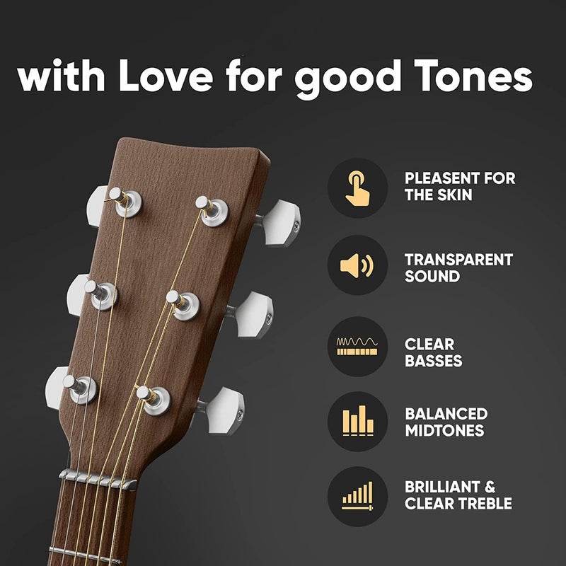 Mocking Bird Guitar strap with guitar String set and Plectrum | Guitar Belt for Acoustic adjustable buckle and Guitar Strings Set of 6 Stainless Steel for Acoustic Guitars with Hollow Ball End - Image 3