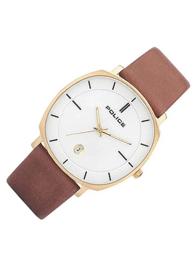 بوليس White Dial Brown Leather Strap Analog Watch for Men
