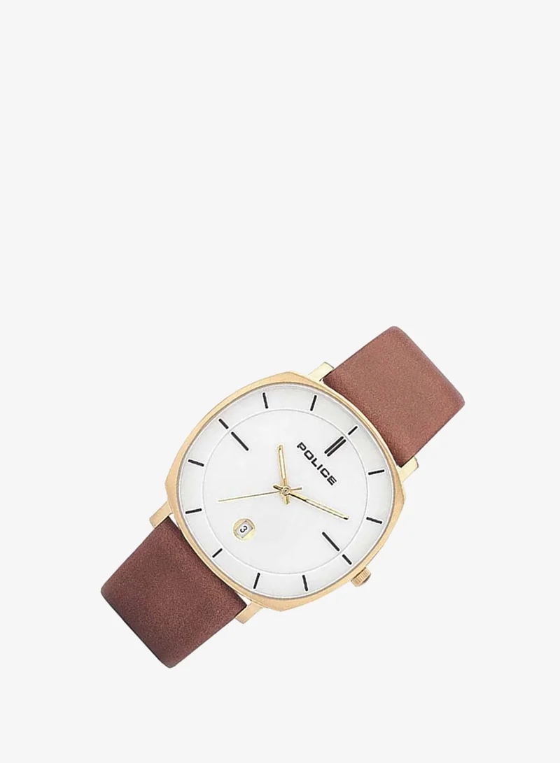 بوليس White Dial Brown Leather Strap Analog Watch for Men