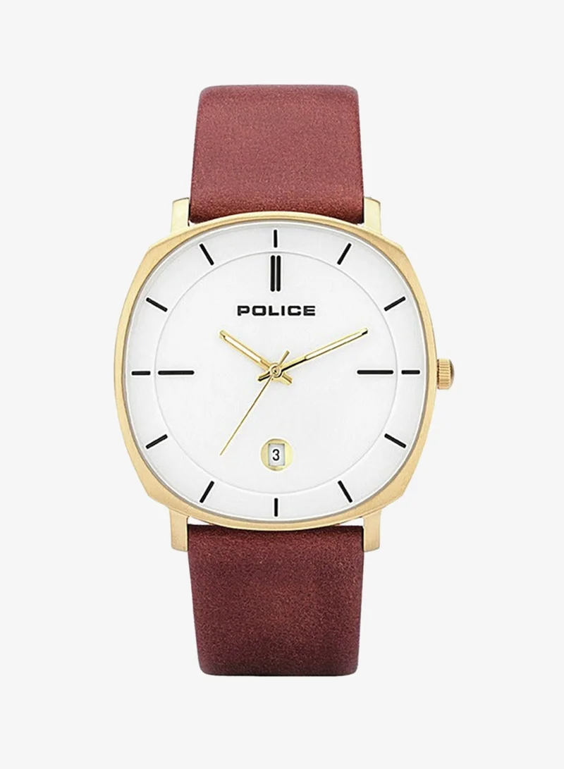 بوليس White Dial Brown Leather Strap Analog Watch for Men