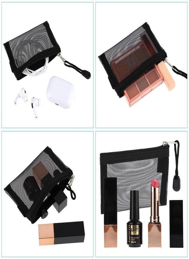 WLLHYF 5 Pack Mini Zipper Mesh Bags 3 x 4.5 Inch Nylon Makeup Organizer Portable Travel Cosmetic Pouch Kit Beauty Accessories Holder Bag Storage Coin Purse for Small Items Key Lipstick Credit Card - Image 5