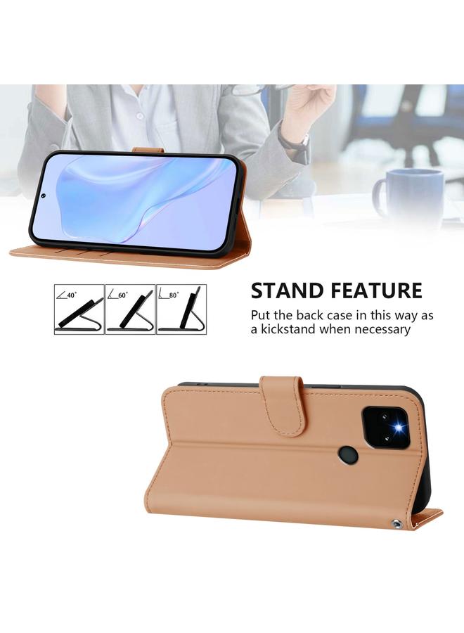 اس-توب جراب لهاتف Google Pixel 5a مصنوع من الجلد بلون سادة مع حبل - Image 3