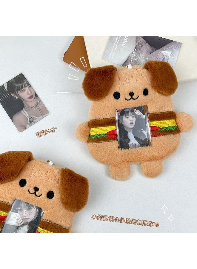 NIBEMINENT 1 - Piece Cute Burger Dog Kpop Photo Card Holder Pendant Key Chain ID Badge Holder ID Card Holder Photo Card Protector for School ID Office ID Access Card for Women Girls - Image 2