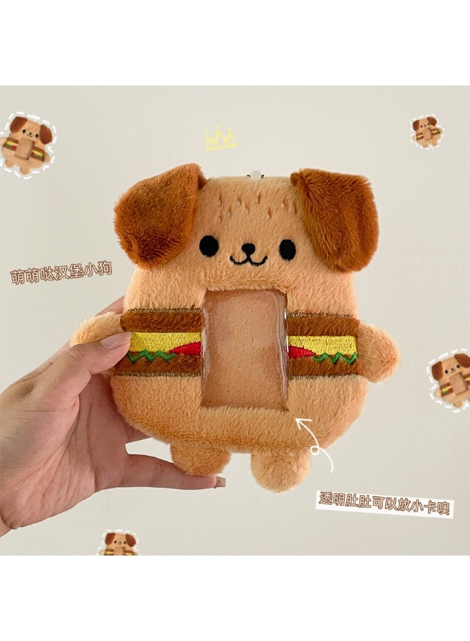 NIBEMINENT 1 - Piece Cute Burger Dog Kpop Photo Card Holder Pendant Key Chain ID Badge Holder ID Card Holder Photo Card Protector for School ID Office ID Access Card for Women Girls - Image 1