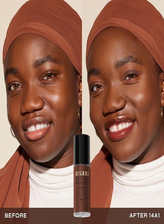 MILANI Milani Cosmetics Conceal + Perfect 2-In-1 Foundation + Concealer 14AI Mocha Moka 30ml – Full Coverage, Lightweight, Long-Lasting, Water-Resistant, Oil-Free, Vegan & Cruelty-Free - Image 2
