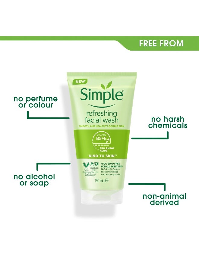 Simple Refreshing Facial Wash with Vitamin B5 + E for Smooth Healthy Skin 150ml - Image 4