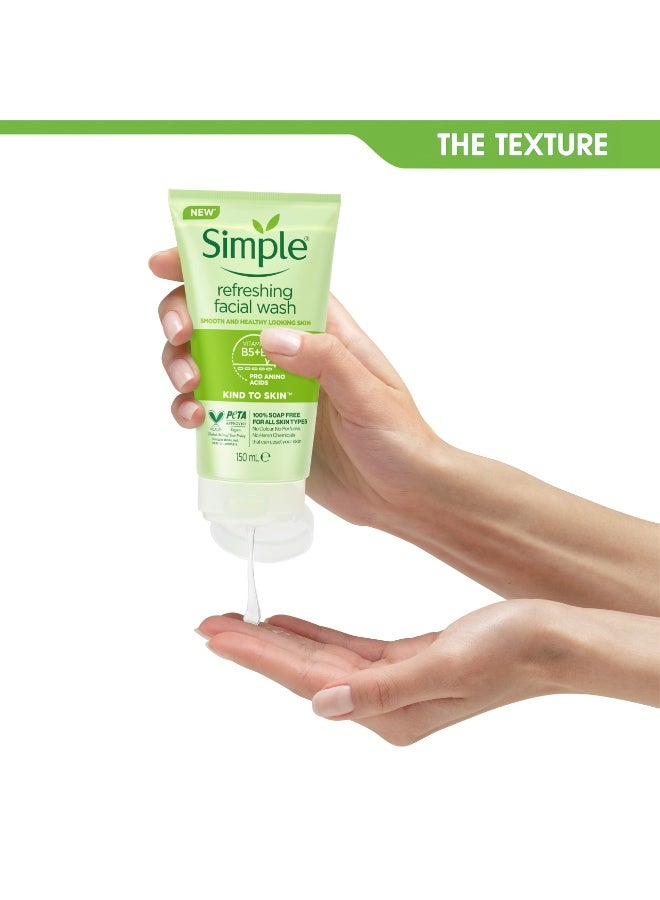 Simple Refreshing Facial Wash with Vitamin B5 + E for Smooth Healthy Skin 150ml - Image 3