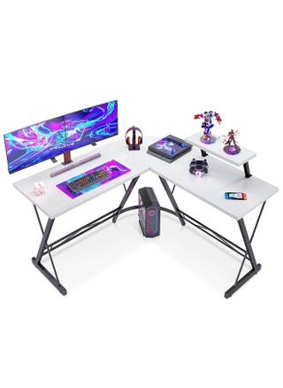 Computer Corner Desk,L Shaped Gaming Table with Large Monitor Stand for Home Office,Sturdy Writing Workstation,Gaming Desk with Shelf, Save Space, 129X46X74 Cm White - pzsku/Z07428B2599C9CE2C6904Z/45/_/1720088353/81489703-5106-47ec-908a-22fd0aa6d31b