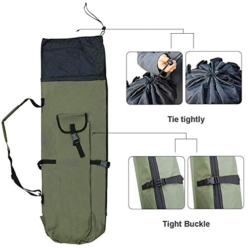 Allnice Durable Canvas Fishing Rod & Reel Organizer Bag Travel Carry Case Bag- Holds 5 Poles & Tackle, Khaki Green, Classic - Image 5