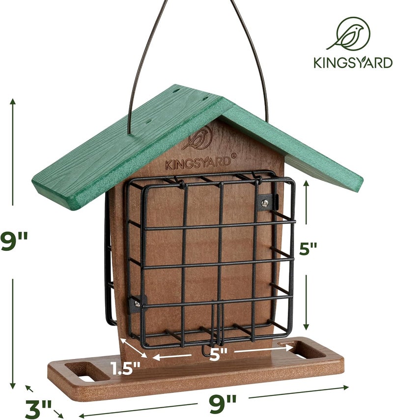 Kingsyard Recycled Plastic Suet Bird Feeder, Premium Birdfeeder with Double Suet Cake Cages, Durable & Weatherproof, Great for Attracting Wild Birds - Image 5