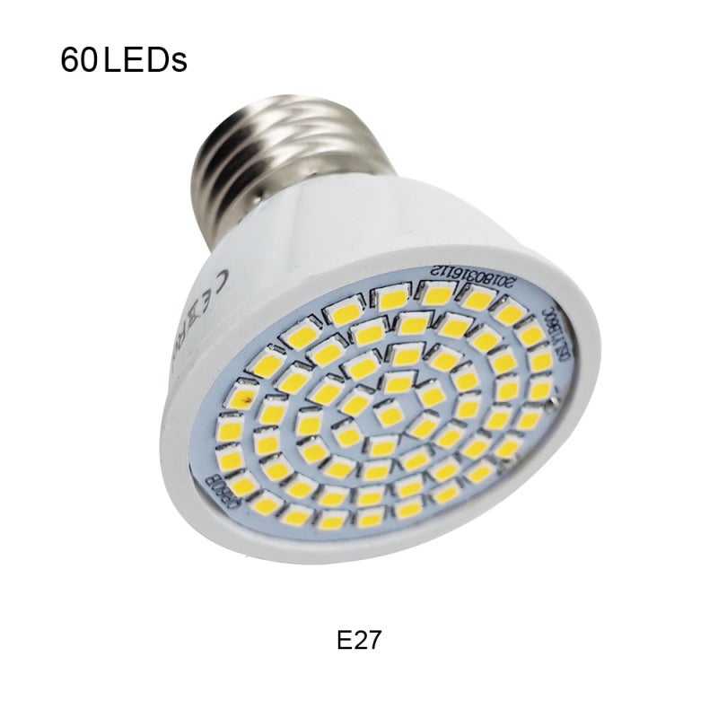 لمبة LED موجهة E27 60SMD منخفضة الطاقة وعالية السطوع بشريحة SMD2835 - زاوية شعاع واسعة للمبة LED لإضاءة المنزل الداخلية ونمو النباتات في البيوت المحمية - Image 1