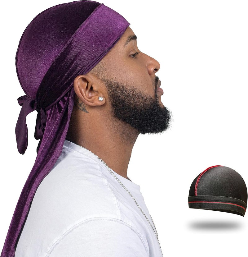 ForceWave Velvet Durag for Men Wave Cap Velvet Dorag for Men Women 360 Wave - Image 1