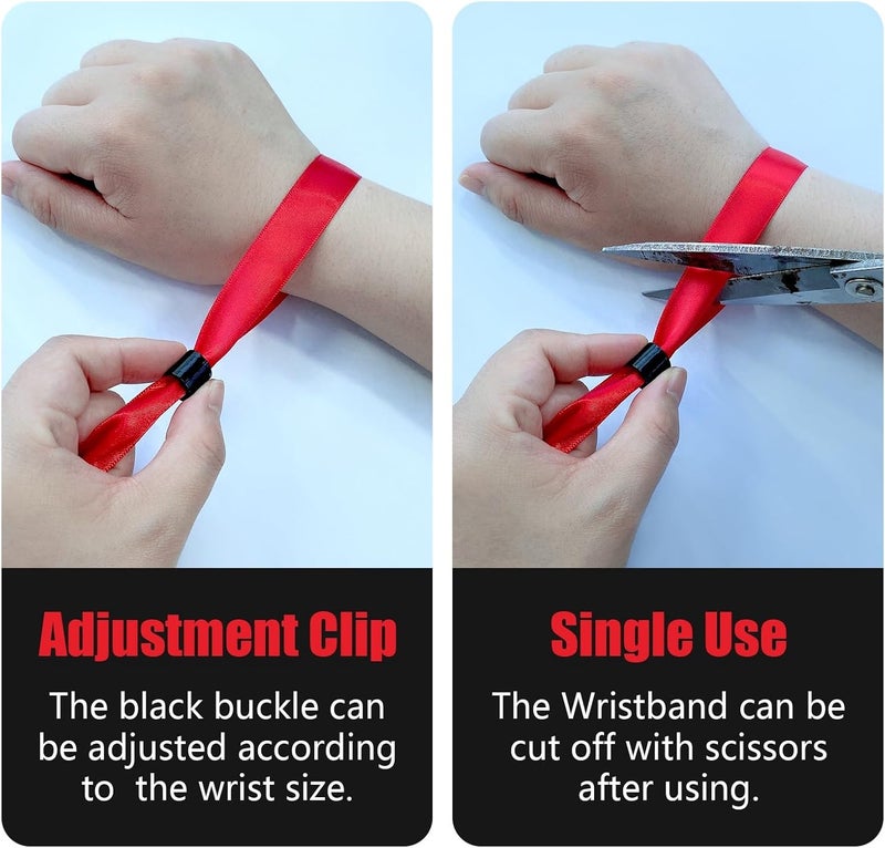Comflora 100 Pcs Cloth Event Wristband, Disposable Wristbands for Events, Colored Wristbands Events,for Lightweight Concert,Club Entrance Wrist Strap Party Wristband Event (Color : Red) - Image 4