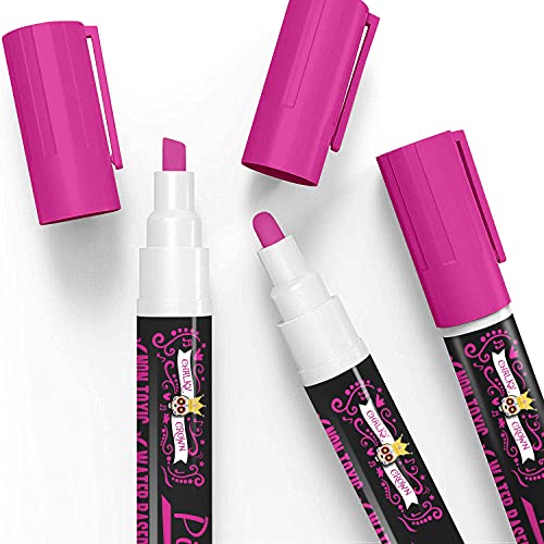 CHALKY CROWN Liquid Chalk Marker Pen - Dry Erase Marker - Chalk Markers for Chalkboard Signs, Windows, Blackboard, Glass - 6mm Reversible Tip (Pink, 5 Pack) - Image 4