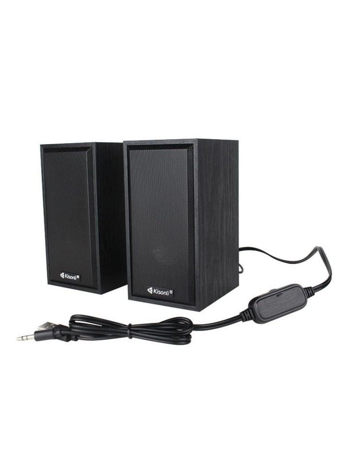 Kisonli - Multimedia Speakers 3Wx2 For Mobile Computer Tab USB 2.0 With Volume Control Kisonli T002A - Image 1