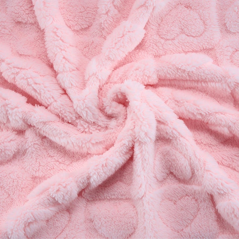 Yagle Mate 4 Pcs Baby Blankets,Fleece Heart Checkered Blanket, Cozy and Fluffy Crib Blankets for Girls, Toddler Receiving Blankets 30Ã—40 Light Pink Sakura Pink White Grey - Image 3