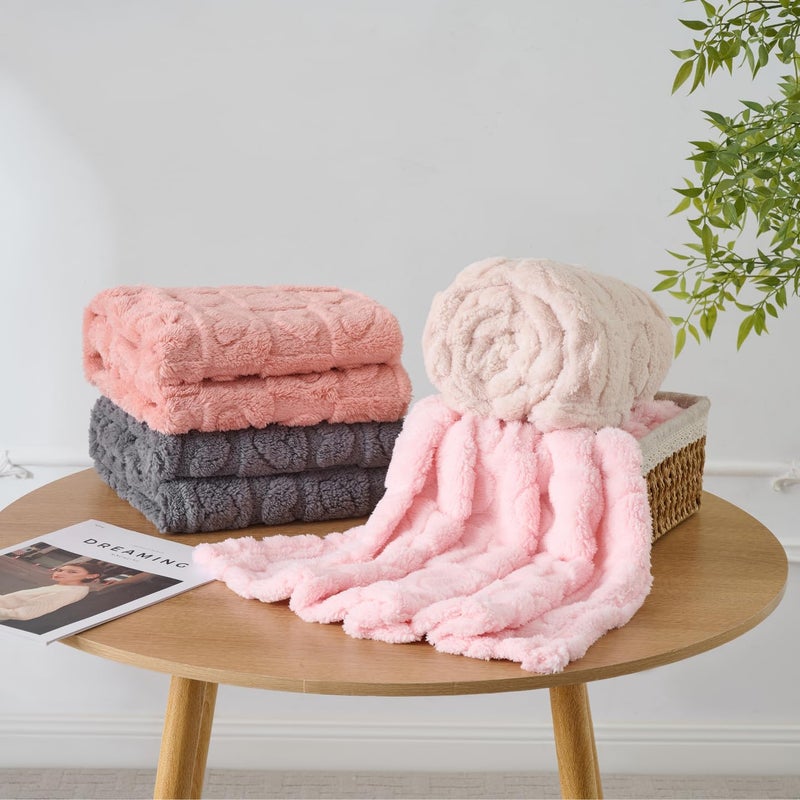 Yagle Mate 4 Pcs Baby Blankets,Fleece Heart Checkered Blanket, Cozy and Fluffy Crib Blankets for Girls, Toddler Receiving Blankets 30Ã—40 Light Pink Sakura Pink White Grey - Image 5