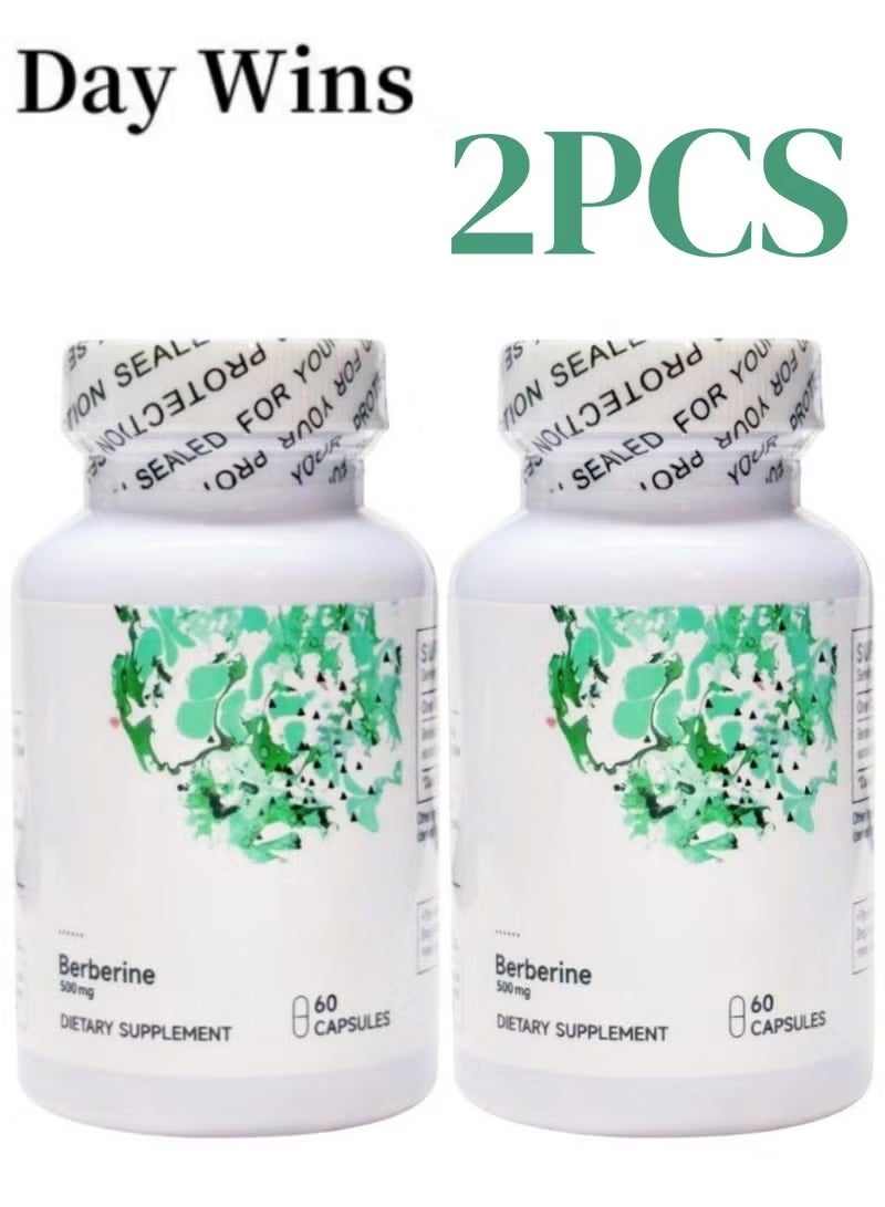 Day Wins 2PCS Berberine-500 Capsules (60 Capsules/Bottle) - Botanical Compound, Supports Healthy Sugar Metabolism - Image 1