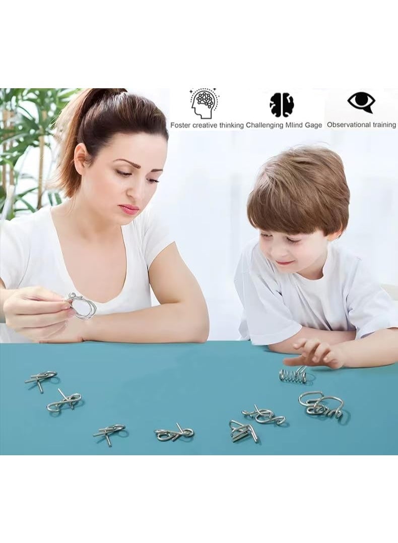 Soofam Metal Wire Puzzle Set of 24 with Pouch,Brain Teaser IQ Test Disentanglemen Iron Link Unlock Interlock Game Chinese Ring Magic Trick Toy for Party Favor Kids Adults Challenge - Image 2