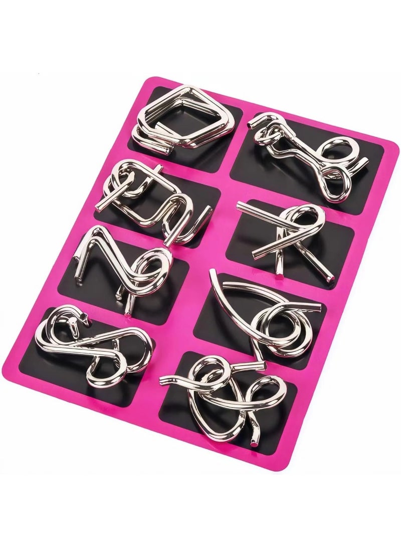 Soofam Metal Wire Puzzle Set of 24 with Pouch,Brain Teaser IQ Test Disentanglemen Iron Link Unlock Interlock Game Chinese Ring Magic Trick Toy for Party Favor Kids Adults Challenge - Image 5