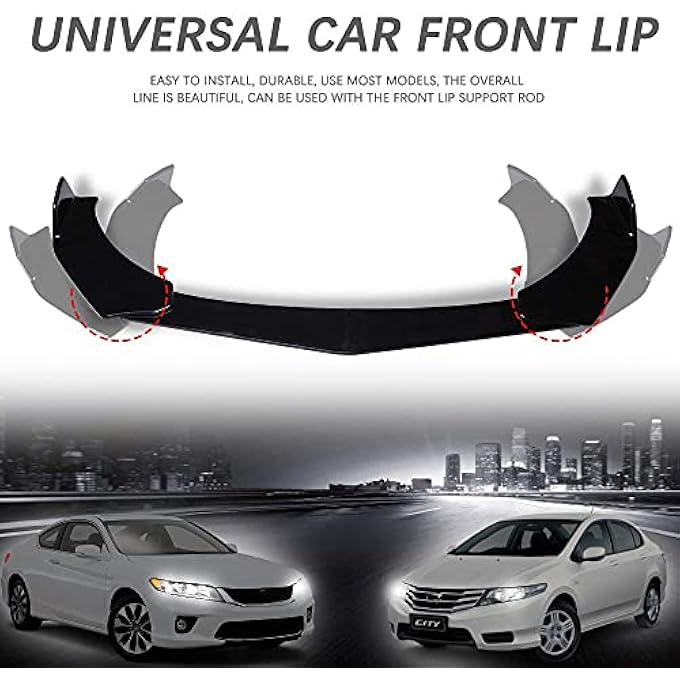 DREAMIZER Universal Front Bumper Lip Strut Rod Spoiler Wing Wide Body Kit Spoiler with Adjustable 8"-11" Support Splitter Rods (Red) - Sharp Corner - Image 3