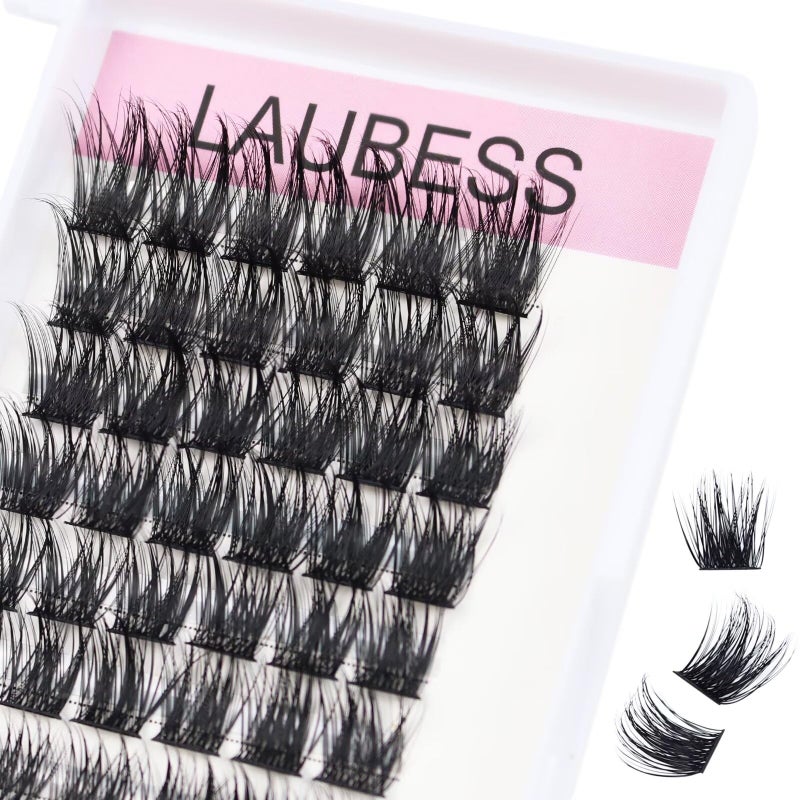 LAUBESS Cluster Lashes 72 Individual Lashes D Curl Lash Clusters Volume Eyelash Clusters DIY Lash Extension Kit Fluffy Cluster Eyelash Extensions (03-0.07D, 12mm) - Image 1