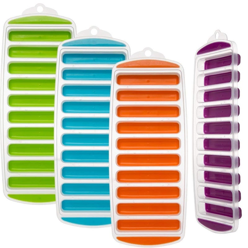 PUTHAK Silicone Ice Stick Cube Trays with Easy Push and Pop Out Material Water Bottle Ice Stick Tray Ideal for Sports and Water Bottles Assorted Bright Colors Set of 4 - Image 1