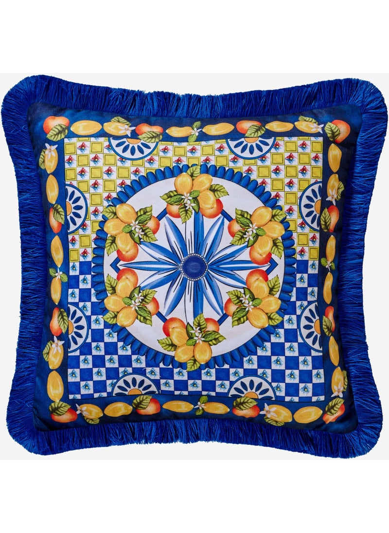 Chiara Alessi - Portofino Blue Velvet Decorative Pillow 45X45 cm - Image 1