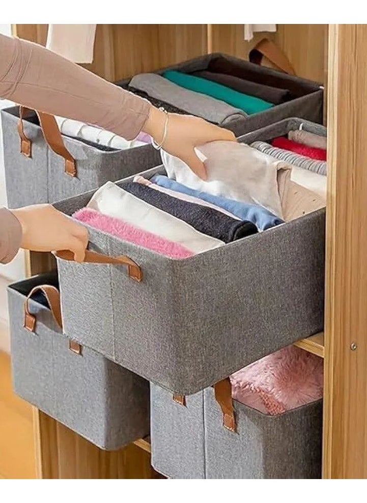 Generic 2 Pieces Modern Wardrobe Clothes Organizer Box - Wardrobe Clothes Organizer Box Clothes Storage Box Closet Organizer - Oxford Cloth for Jeans, Clothes, Jackets Storage Foldable Fabric Storage Box - Fabric Clothes Organizer for Wardrobe - Large Storage Box with Handles Dressing Room Organizer Box  - Image 4