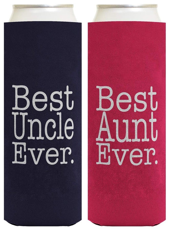 ThisWear Best Aunt Uncle Ever Couples 2 Pack Ultra Slim Can Coolie Drink Coolers Coolies Multi - Image 1