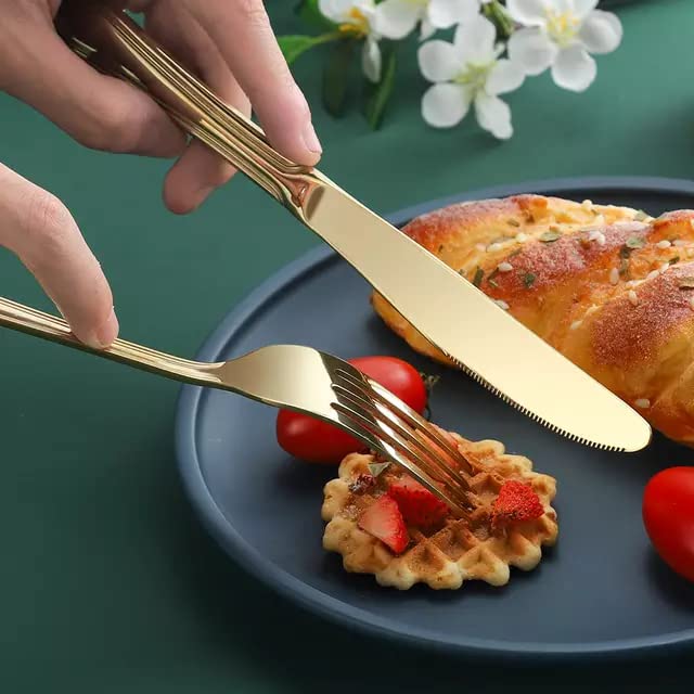 aDai Combo Set of 40 Premium Rainbow Cutlery Stainless Steel Luxury Dinnerware Tableware Round Edge Serving Spoon Fork Knife Reusable Mirror Finish for Home Kitchen Dining Table and Gift - Image 5