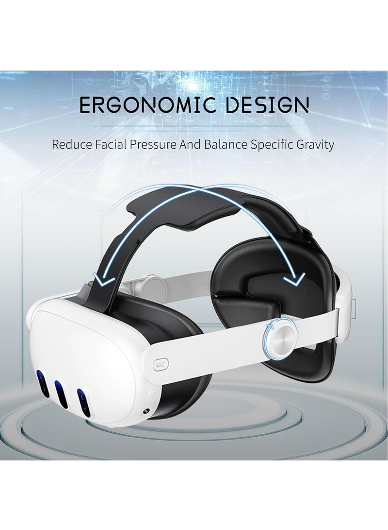 حزام الرأس لـ Oculus Quest 3، عصابة رأس هالة 3 في 1 قابلة للتعديل، بديل لحزام النخبة، راحة معززة وملحقات الواقع الافتراضي لغمر الألعاب المتوافقة مع Oculus/Meta Quest 3 - Image 5