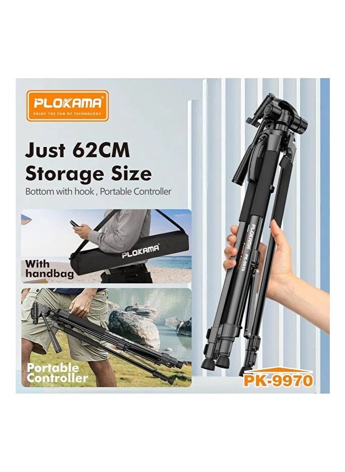 PLOKAMA PK9970 PROFESSIONAL TRIPOD FOR MOBILE & CAMERA 190CM - Image 5