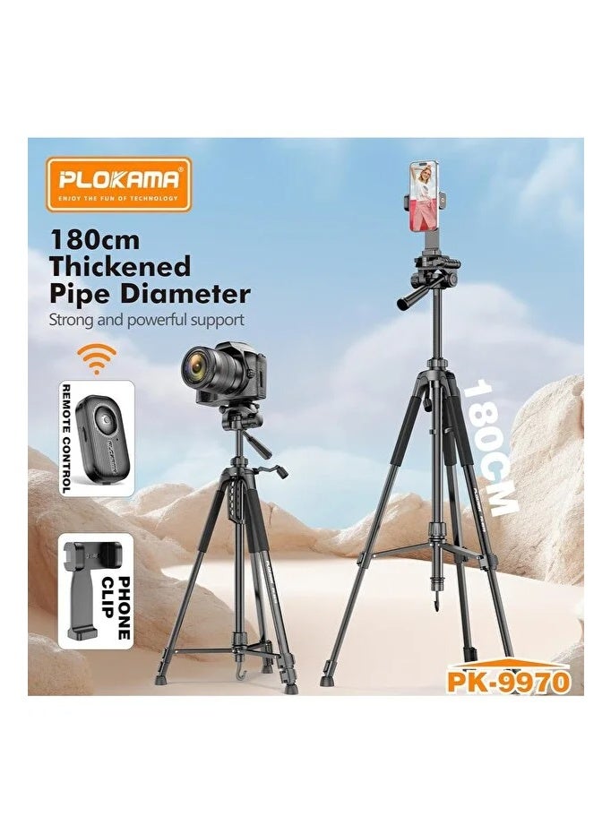PLOKAMA PK9970 PROFESSIONAL TRIPOD FOR MOBILE & CAMERA 190CM - Image 2