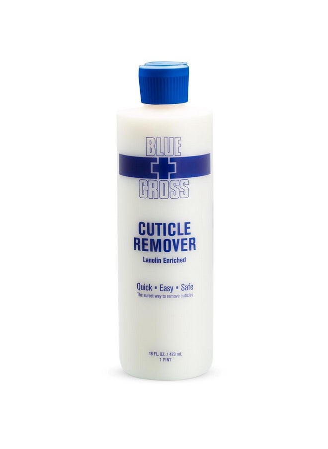 Blue Cross - Cuticle Remover Liquid, Cuticle Softener For Nails, Professional Nail + Cuticle Care With Lanolin For Brittle Nails, Hang Nails, Hydrating, Moisturizing, Dry Cuticles, Made In Usa. 16Oz - Image 1
