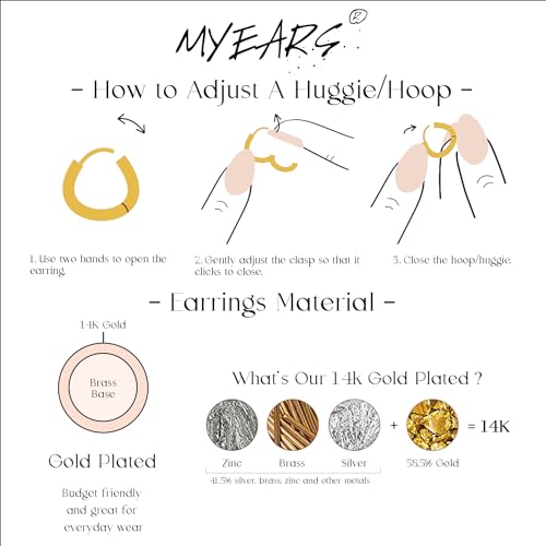 MYEARS Women Ribbed Earrings Gold Huggie Chunky Band Hoop 14K Small Simple Hypoallergenic Everyday Jewelry - Image 4