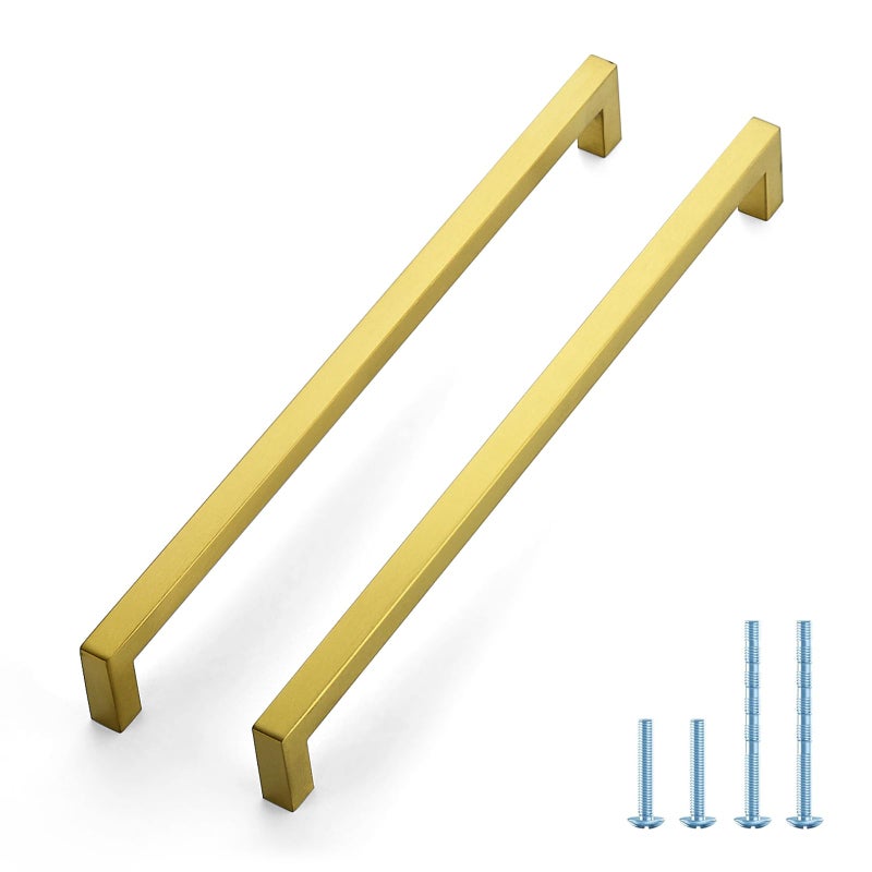 JOY DECOR 10 Pack Cabinet Handles Gold Cabinet Pulls 1113 Inch Kitchen Handles Square Drawer Pulls Stainless Steel Drawer Hardware Handles 288mm Hole Centers - Image 2