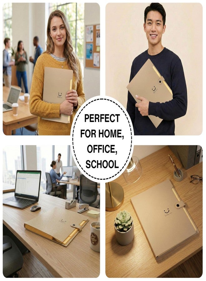 اس بي اس ملف SPS قابل للتوسيع بخمسة جيوب بتصميم مبتسم - يناسب مستندات بحجم A4 وحجم الرسائل، منظم ملفات أكورديون، ملف للمكتب، منظم ملفات محمول، للمدرسة والمنزل - أصفر رملي - Image 5