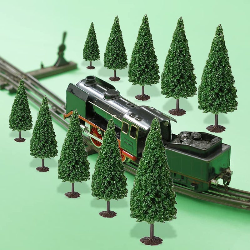 Cutemini Model Cedar Trees 10PCS Train Scenery Landscape Pine Miniature Diorama Trees Mixed Model for Road Architecture Building DIY Decoration Gift (10) - Image 2