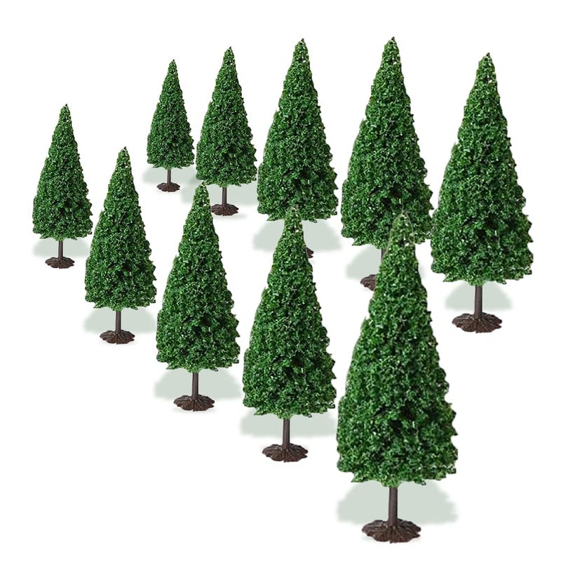 Cutemini Model Cedar Trees 10PCS Train Scenery Landscape Pine Miniature Diorama Trees Mixed Model for Road Architecture Building DIY Decoration Gift (10) - Image 1