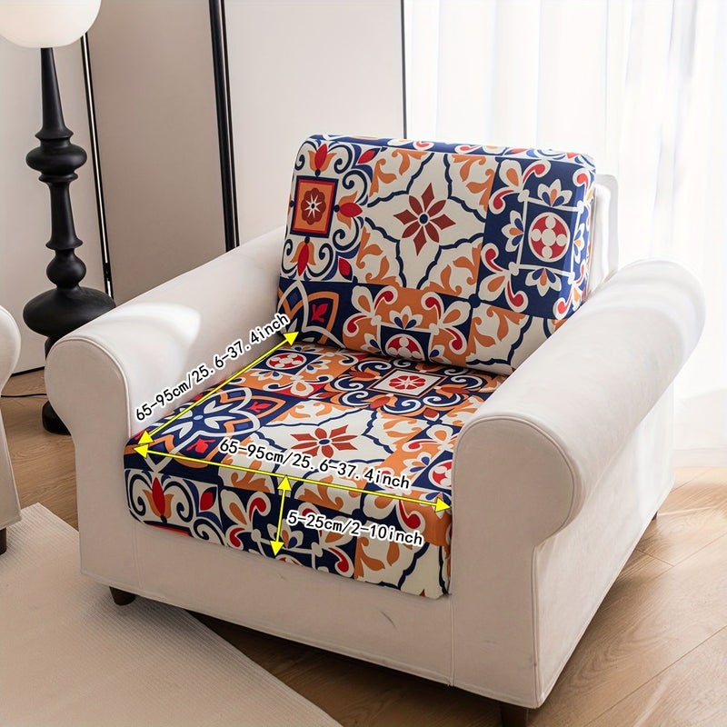 1pc Bohemian Style Stretch Sofa Slipcover 3 Seater All Season Sofa Cover For Living Room Office Home Decor - Image 3