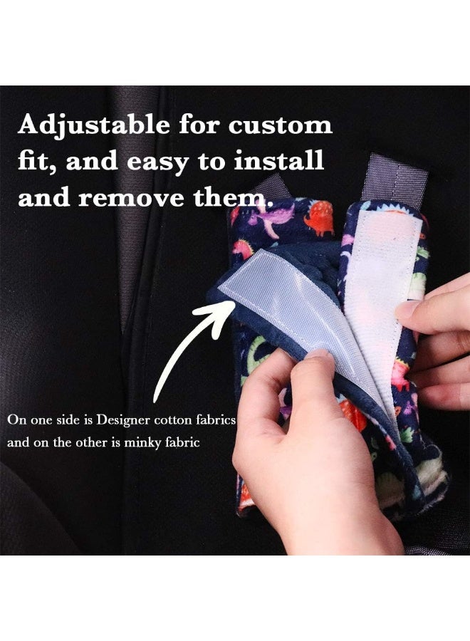 SWESEN Dinosaur Car Seat Belt Covers for Baby, Toddlers Stroller Seat Strap Covers, Car Seat Straps Shoulder Pads for Girls Boys, Minky Seat Belt Protectors for Car Seats, for Kids Newborn Infants - Image 3