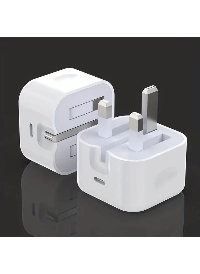 Power Plus - Phone 20W PD Fast Charger, Type C Power Block Wall Charger Plug Adapter USB-C to Lightning Cable 14 13 12 11 Pro Mini XS XR X, iPad, White - Image 1
