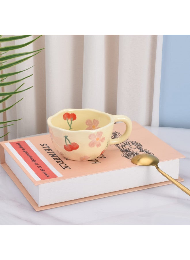 Koythin Ceramic Coffee Mug, Creative Flower Cup for Office and Home, Dishwasher and Microwave Safe, 8.5 oz/250 ml for Latte Tea Milk, Suitable for Mom on Mother's Day (Pink Cherry) - Image 3