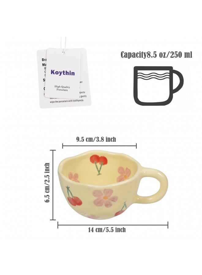 Koythin Ceramic Coffee Mug, Creative Flower Cup for Office and Home, Dishwasher and Microwave Safe, 8.5 oz/250 ml for Latte Tea Milk, Suitable for Mom on Mother's Day (Pink Cherry) - Image 1