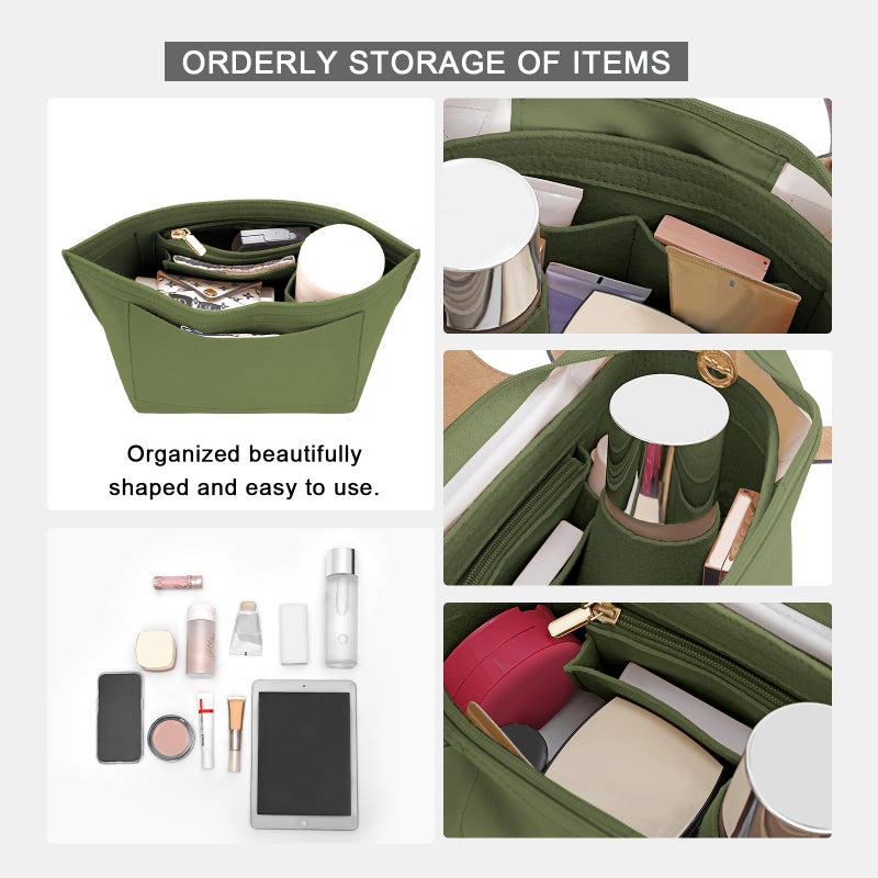 LOUKAYCCI Felt Purse Organizer Insert for Longchamp Le Pliage M Handbag Insert (Forest Green, Medium) - Image 5