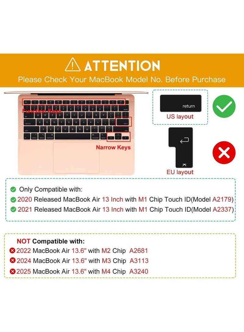 مافانز غطاء لوحة مفاتيح سيليكون بتصميم أمريكي للغة الإنجليزية لجهاز MacBook Air 13" 2020 مع نموذج Touch ID:- A2179/A2337 شريحة M1، ملحقات لوحة المفاتيح"  أرجواني - Image 2