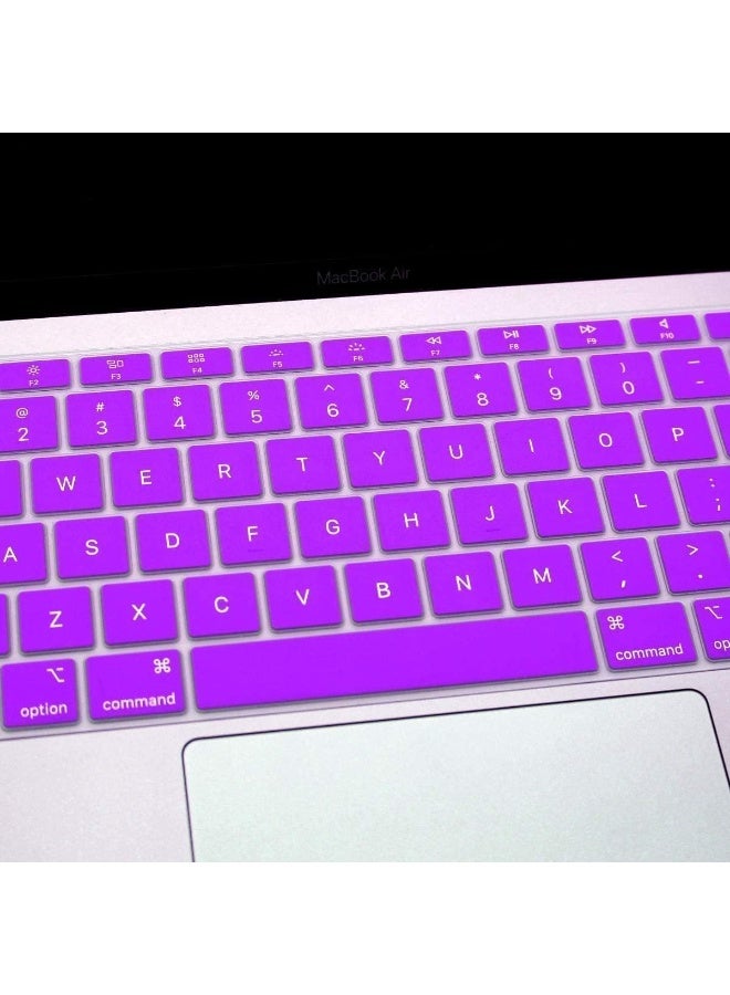 مافانز غطاء لوحة مفاتيح سيليكون بتصميم أمريكي للغة الإنجليزية لجهاز MacBook Air 13" 2020 مع نموذج Touch ID:- A2179/A2337 شريحة M1، ملحقات لوحة المفاتيح"  أرجواني - Image 4