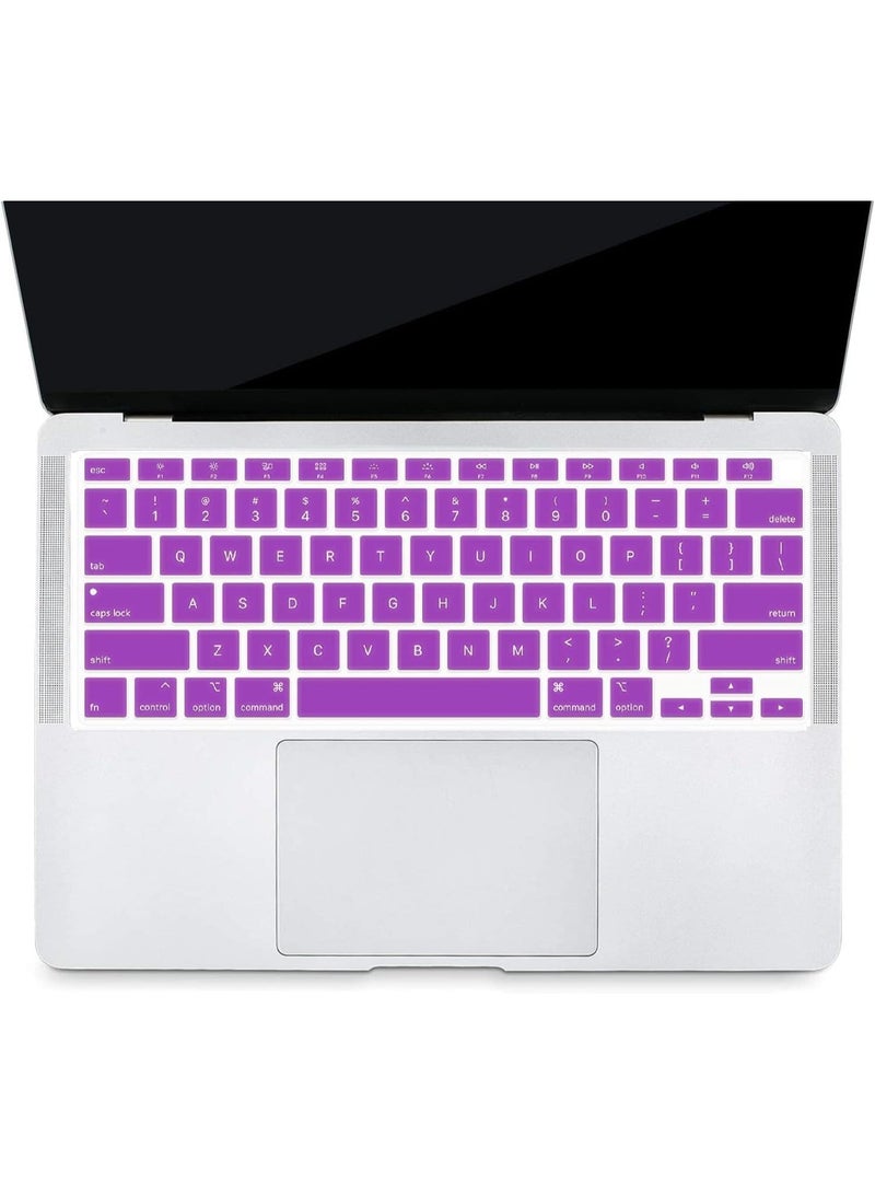 مافانز غطاء لوحة مفاتيح سيليكون بتصميم أمريكي للغة الإنجليزية لجهاز MacBook Air 13" 2020 مع نموذج Touch ID:- A2179/A2337 شريحة M1، ملحقات لوحة المفاتيح"  أرجواني - Image 3