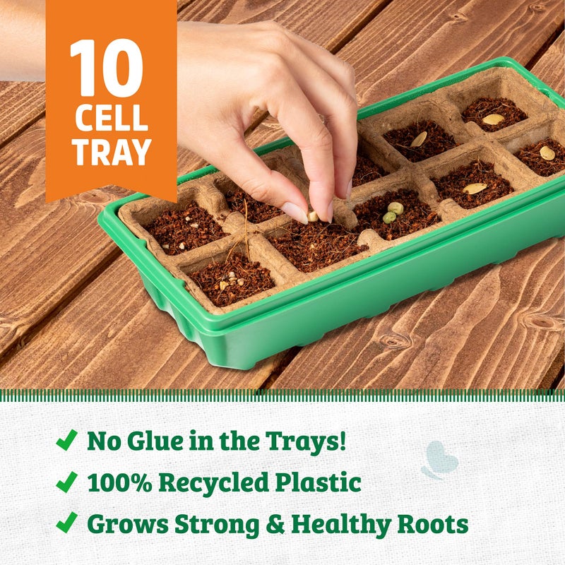 Back to The Roots 10-Cell Greenhouse Germination Kit | Includes Biodegradable Pots & Vented Greenhouse Lid | Made from 75% Recycled Plastic - Image 4